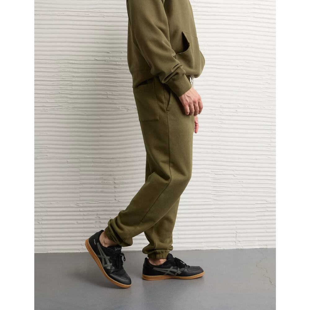 American Eagle Joggers Men's S Laidback Luxe Heavyweight Sweatpants Olive Green - Picture 4 of 13